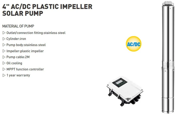 Solar Panel Submersible water pump 4PSC AC DC